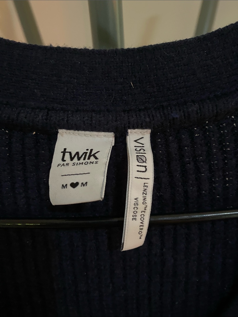Simons Navy Ribbed V-Neck Button Cardigan - Picture 3 of 5